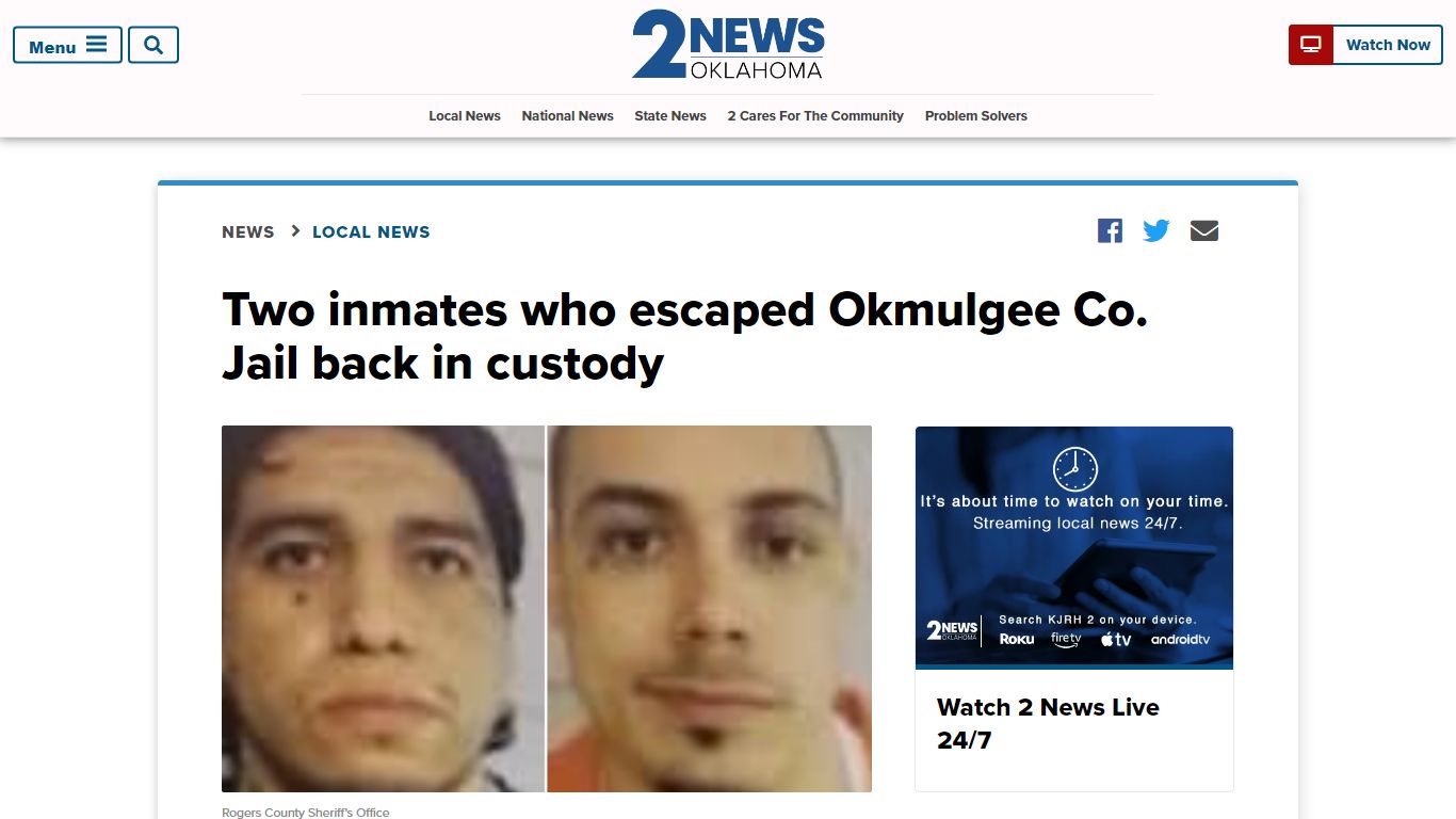 Two inmates who escaped Okmulgee Co. Jail back in custody